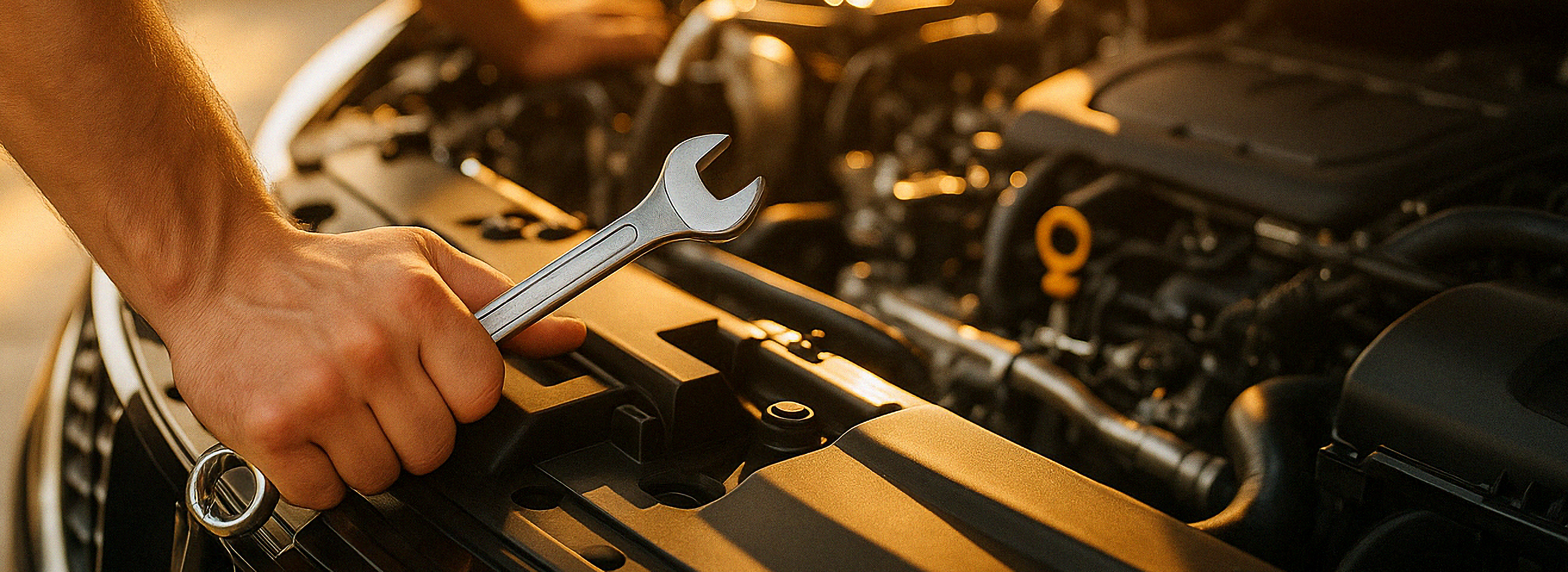 Automechanik pracující pod kapotou